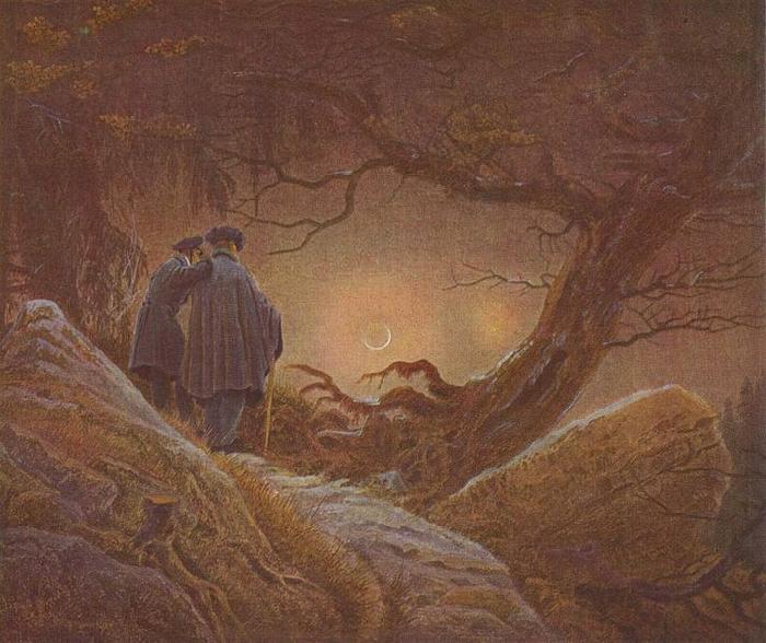 Caspar David Friedrich Zwei Manner in Betrachtung des Mondes